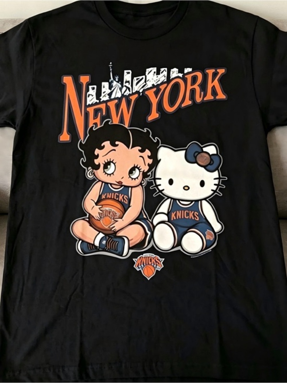 Hello Kitty x Betty Boop New York Knicks Black Graphic Tee
